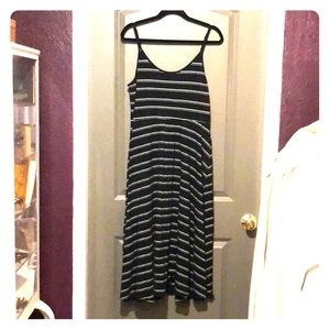 Who What Wear Striped Strapless Dress